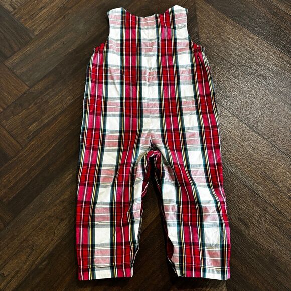 Sammy + Nat Red White Plaid Coveralls Overalls Romper Unisex Baby 12-18 Months - Picture 5 of 6